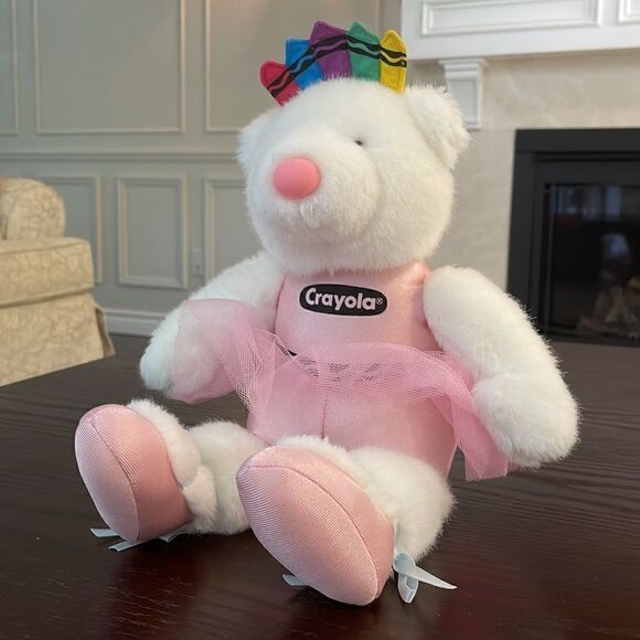 GUND and Crayola White Teddy Bear with Pink Ballerina costume and crayon crown - Picture 2 of 8